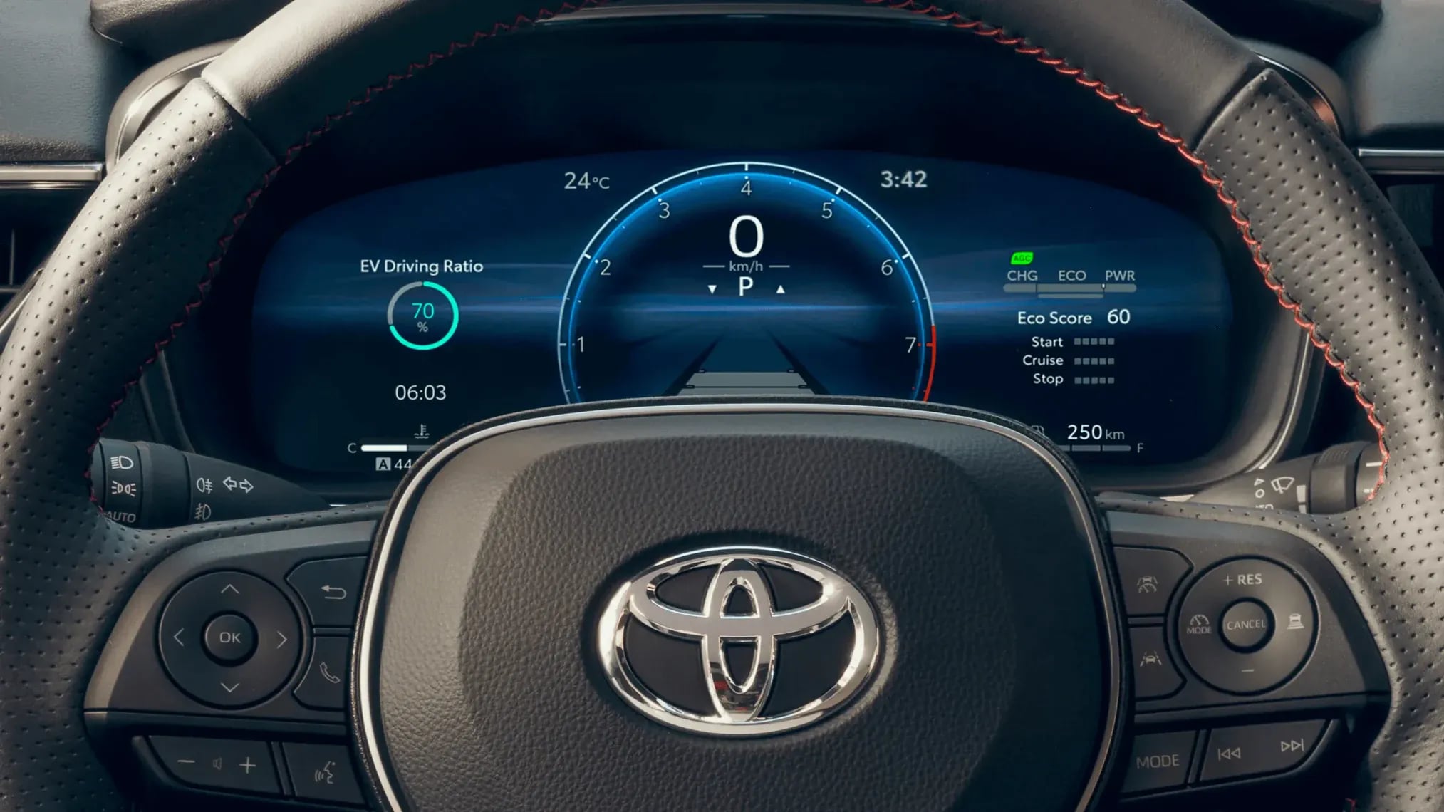 Affichage digital derrière le volant de la Toyota Corolla Sedan